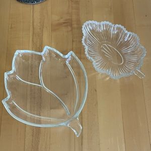 Vintage Clear Glass Leaf Dishes